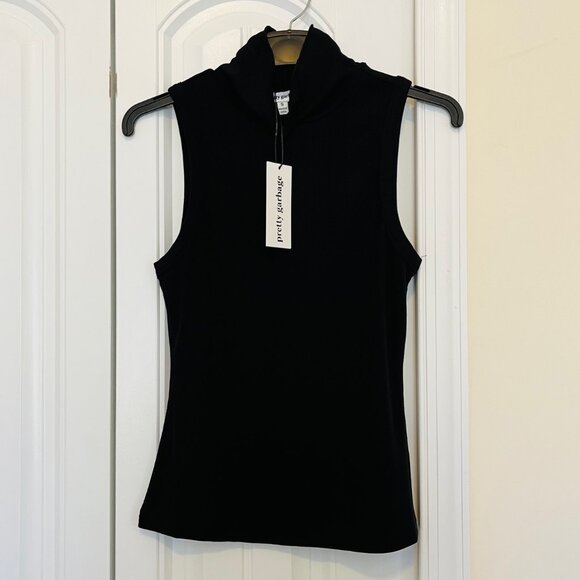Pretty Garbage Turtleneck Style Tank Top in Black (S) New with Tags - Picture 3 of 8